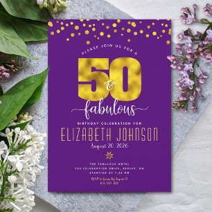 Convites 50 e fabuloso aniversário pontos de folha de ouro