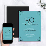 Convites 50 e Fabuloso aniversário preto e branco de turque<br><div class="desc">É seu aniversário especial de 50 anos, e é hora de comemorar! Você quer jogar o melhor baluarte na cidade? Certifique-se de que comece com o melhor estilo com este 50 e Fabuloso Convite de Aniversário para Caligrafia Branca e Preta Turquesa. Certamente dará o tom para uma celebração glamourosa. Este...</div>