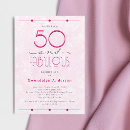 Convites 50 e Fabuloso Aniversário Rosa Vintage Rosa