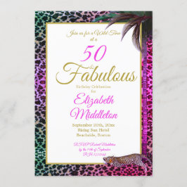 Convites 50 e Fabuloso Aniversário Selvagem de Palma Púrpur
