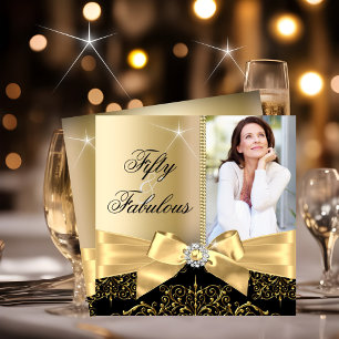 Convites 50 e fabuloso Arco preto Dourado fotográfico 50º a