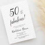 Convites 50 e Fabuloso Black 50th Birthday, cor-de-rosa<br><div class="desc">Trendy Elegant 50 e fabulosa Typografia Script Pink Black Pontos Moderno 50º Convite de Aniversário. Comemore seu quinquagésimo aniversário em estilo,  com este elegante e divertido convite de cinquenta anos.</div>