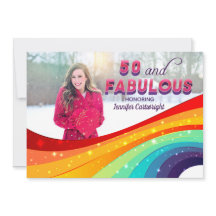 50 e Fabuloso Brilho de Arco-íris Foto de Aniversá