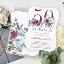50 e fabuloso burgundy floral 50º aniversário