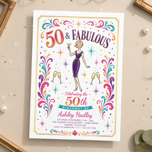 Convites 50 e Fabuloso Champanhe Aniversário de 50 anos