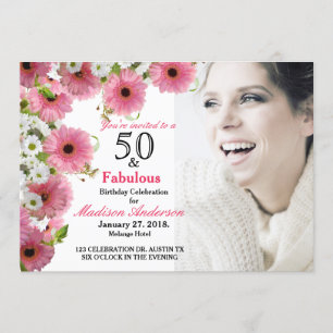 Convites 50 e Fabuloso cor-de-rosa   50º aniversário da fot