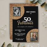 Convites 50 e Fabuloso Dourado Glitter 2 Foto 50º Aniversár<br><div class="desc">50 e Fabuloso Dourado Glitter 2 Foto 50º Convite de Aniversário. O moderno e elegante convite de aniversário para ela. Adicione suas fotos - você pode usar uma foto antiga e nova.</div>