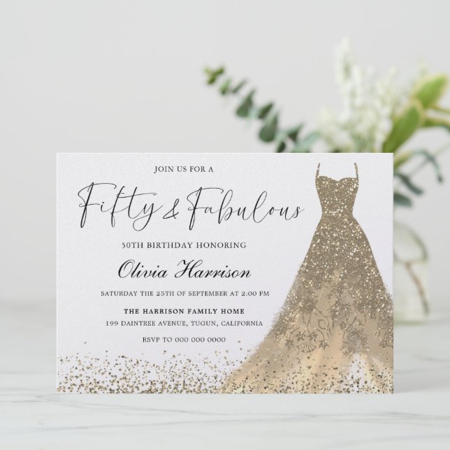 Convites 50 e fabuloso e Dourado palhaço, 50º aniversário (Em pé/Frente)