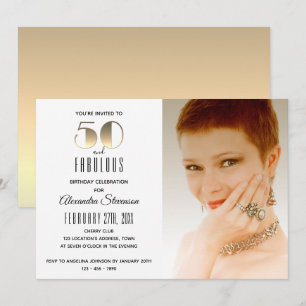 Convites 50 e Fabuloso e Simples Elegante Dourado 50º anive