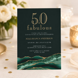 Convites 50 e Fabuloso Emerald Green Agate 50º aniversário