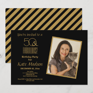 Convites 50 E FABULOSO! Festa de aniversário 50 Preta e Do