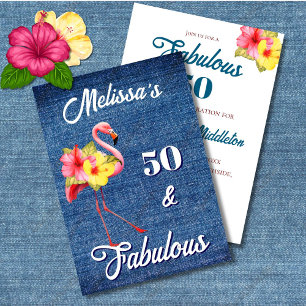 Convites 50 e Fabuloso Flamingo Birthday Tropical