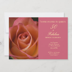Convites 50 e Fabuloso Floral Rosa Aniversário