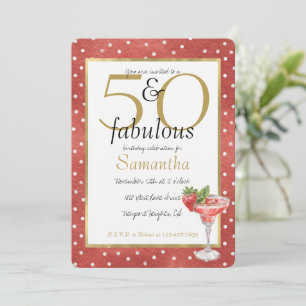 Convites 50 e Fabuloso Glam Dourado Vermelho Pontos Brancos
