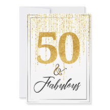 50 e Fabuloso no aniversário Dourado da Glitter