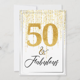 Convites 50 e Fabuloso no aniversário Dourado da Glitter
