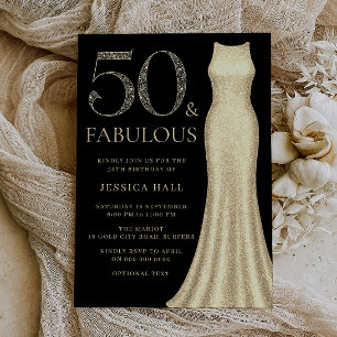 Convites 50 e Fabuloso Ouro Sparkle Dress 50º aniversário