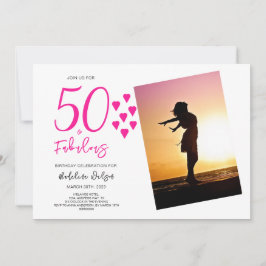 Convites 50 e Fabuloso Photo Pink Hearts 50 anos
