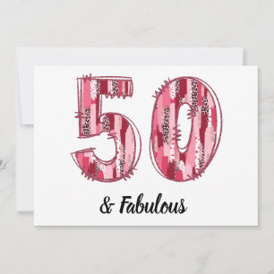 Convites 50 e Fabuloso Pink e Leopard Brush Strokes