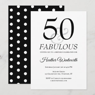 Convites 50 e Fabuloso Pontos Clássicos Aniversário de 50 a