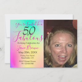 Convites 50 e Fabuloso Rainbow Colorful Birthday