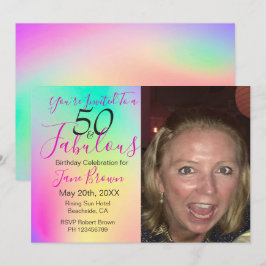 Convites 50 e Fabuloso Rainbow Colorful Birthday