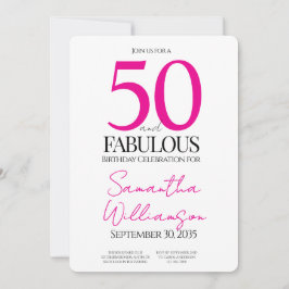 Convites 50 e Fabuloso Rosa | 50º Aniversário Elegante
