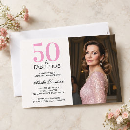 Convites 50 e Fabuloso Rosa Aniversário de 50 anos