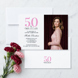Convites 50 e Fabuloso Rosa Aniversário de 50 anos