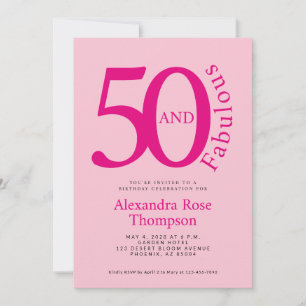 Convites 50 e Fabuloso Rosa Coral Aniversário de 50 anos