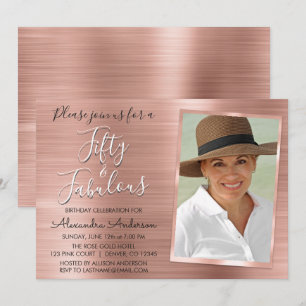 Convites 50 e Fabuloso Rosa Elegante, Foto Rosa Blush Doura