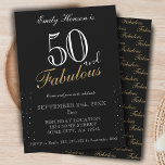 Convites 50 e Fabuloso Roteiro Negro Elegante Aniversário<br><div class="desc">50 e Fabuloso Convite de Aniversário do Escritório Negro. Convite à bolsa mensageifesta de aniversario elegante negra. O padrão fabuloso está do lado de trás. Personalize o texto do convite. Excelente para a 50ª festa de aniversário de uma mulher.</div>
