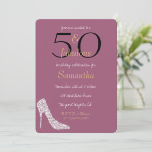 Convites 50 e Fabuloso Saltos de Diamante Roxo Aniversário
