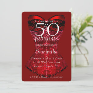 Convites 50 e Fabulosos Corset Vermelho de Aniversário