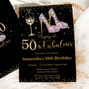 Convites 50 e fabulosos saltos altos, dia 50 de aniversário