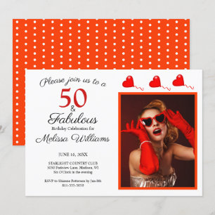 Convites 50 e Foto Fabulosa Vermelha 50º Aniversário Lara