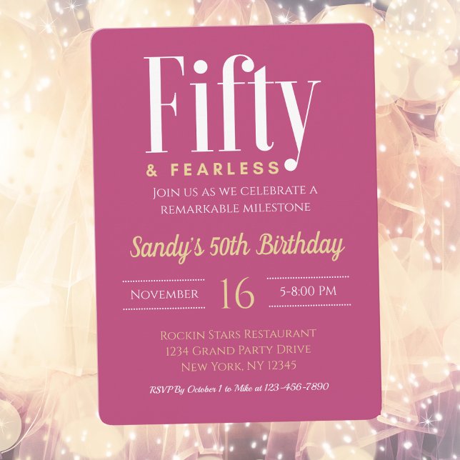 Convites 50 e sem rosto, Elegante moderno cor-de-rosa Elega (Criador carregado)