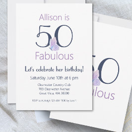 Convites 50 Fabulosa Borboleta Pastel Boho 50º Aniversário