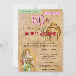 Convites 50 Fabulosa, Festa de aniversário, Arte, Deusa Pri