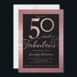 Convites 50 Fabulosas Festas de aniversário com brilho Dour<br><div class="desc">50 e convite de aniversário fabuloso em brilho rosa dourado.</div>