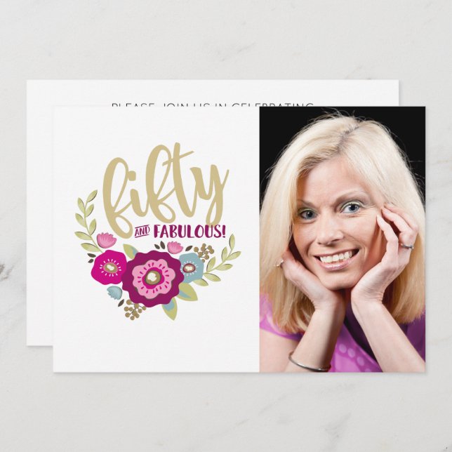 Convites 50 Fabuloso 50º Aniversário (Frente/Verso)