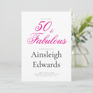 Convites 50 & Fabuloso Aniversário de Cinquenta Anos Rosa