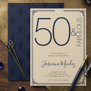 Convites 50 & Fabuloso Art Deco Elegante Geométrico Anivers