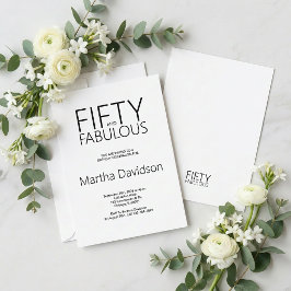 Convites 50 & Fabuloso Celebração Minimalista Moderna