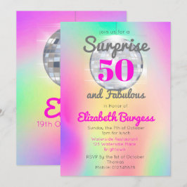 Convites 50 Fabuloso Disco Tie Dye Pink Chic Aniversário
