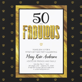Convites 50 Fabuloso Dourado Metálico Negro Moderno Anivers