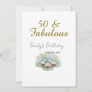 Convites 50 & fabuloso lótus d'água lírio aquarela