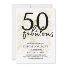 50 & Fabuloso Moderno Dourado e Preto Aniversário
