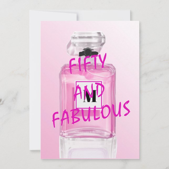 Convites 50 Fabuloso Monograma de Perfume Rosa Quadrado Fra (Verso)