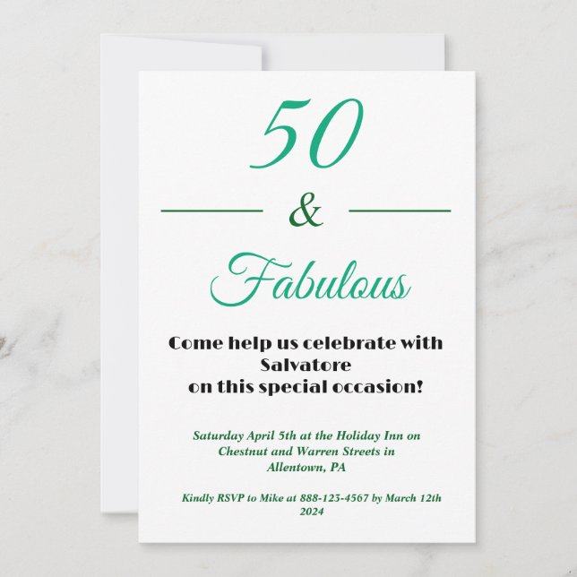 Convites  50 & Fabulous 50th  Birthday Invitation (Frente)